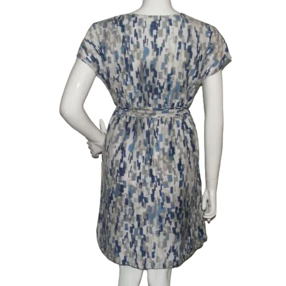 TOMMY BAHAMA Dress, M, Blue/Gray Rectangles, Drop shoulder, Above Knees - Picture 9 of 12